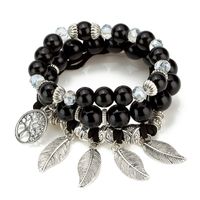 Fashion Leaf Tree Alloy Resin Glass Beaded Layered Women's Bracelets 1 Piece sku image 3