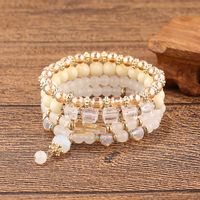 Fashion Round Arylic Alloy Glass Beaded Layered Women's Bracelets 1 Piece main image 4