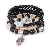 Style Ethnique Traverser Paume Œil Verre Perlé Couches Incruster Strass Femmes Bracelets 1 Pièce main image 4