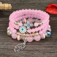 Style Ethnique Traverser Paume Œil Verre Perlé Couches Incruster Strass Femmes Bracelets 1 Pièce main image 6