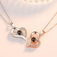 Sweet Heart Shape Titanium Steel Gold Plated Inlay Zircon Pendant Necklace 1 Piece main image 1