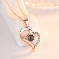 Sweet Heart Shape Titanium Steel Gold Plated Inlay Zircon Pendant Necklace 1 Piece main image 5