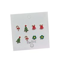 Fashion Christmas Hat Christmas Tree Gift Box Alloy Plating Inlay Rhinestones Pearl Women's Ear Studs 1 Set main image 5