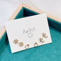 Fashion Christmas Hat Christmas Tree Gift Box Alloy Plating Inlay Rhinestones Pearl Women's Ear Studs 1 Set sku image 7