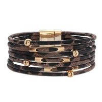 Retro Leopard Pu Leather Beaded Layered Women's Bracelets 1 Piece sku image 7