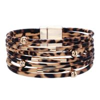 Retro Leopard Pu Leather Beaded Layered Women's Bracelets 1 Piece sku image 9