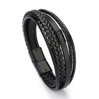 Simple Style Solid Color Pu Leather Alloy Men's Bangle 1 Piece main image 5
