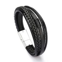 Simple Style Solid Color Pu Leather Alloy Men's Bangle 1 Piece sku image 2
