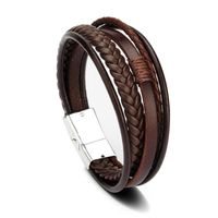 Simple Style Solid Color Pu Leather Alloy Men's Bangle 1 Piece sku image 3