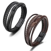 Simple Style Solid Color Pu Leather Alloy Men's Bangle 1 Piece main image 3