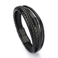 Simple Style Solid Color Pu Leather Alloy Men's Bangle 1 Piece sku image 4