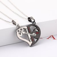 Fashion Heart Shape Key Metal Plating Inlay Zircon Couple Pendant Necklace 1 Set main image 1