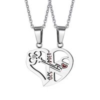 Fashion Heart Shape Key Metal Plating Inlay Zircon Couple Pendant Necklace 1 Set sku image 1