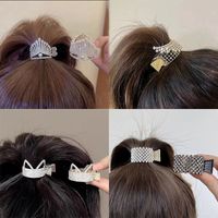 Simple Style Solid Color Alloy Plating Inlay Rhinestones Pearl Hair Claws 1 Piece main image 1