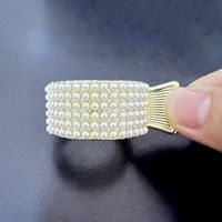 Simple Style Solid Color Alloy Plating Inlay Rhinestones Pearl Hair Claws 1 Piece sku image 3