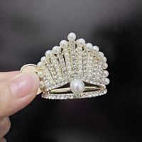 Simple Style Solid Color Alloy Plating Inlay Rhinestones Pearl Hair Claws 1 Piece sku image 11