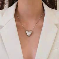 Fashion Heart Shape Smiley Face Titanium Steel Stoving Varnish Pearl Pendant Necklace 1 Piece sku image 29