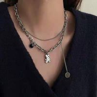 Fashion Heart Shape Smiley Face Titanium Steel Stoving Varnish Pearl Pendant Necklace 1 Piece sku image 32