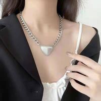 Fashion Heart Shape Smiley Face Titanium Steel Stoving Varnish Pearl Pendant Necklace 1 Piece sku image 34