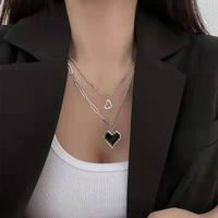Fashion Heart Shape Smiley Face Titanium Steel Stoving Varnish Pearl Pendant Necklace 1 Piece sku image 11