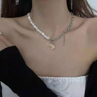 Fashion Heart Shape Smiley Face Titanium Steel Stoving Varnish Pearl Pendant Necklace 1 Piece sku image 15