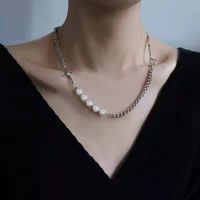 Fashion Heart Shape Smiley Face Titanium Steel Stoving Varnish Pearl Pendant Necklace 1 Piece sku image 13