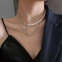 Fashion Heart Shape Smiley Face Titanium Steel Stoving Varnish Pearl Pendant Necklace 1 Piece sku image 45
