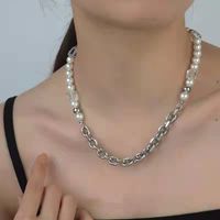 Fashion Heart Shape Smiley Face Titanium Steel Stoving Varnish Pearl Pendant Necklace 1 Piece sku image 7