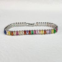 Copper Rhodium Plated Classic Style Inlay Colorful Zircon Bracelets sku image 14