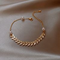 Sweet Heart Shape Alloy Pearl Inlay Rhinestones Women's Bracelets 1 Piece sku image 12