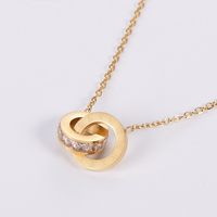 Fashion Round Stainless Steel Inlay Artificial Diamond Pendant Necklace 1 Piece main image 1