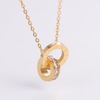Fashion Round Stainless Steel Inlay Artificial Diamond Pendant Necklace 1 Piece main image 2
