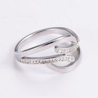 Fashion Solid Color Stainless Steel Plating Inlay Zircon Rings 1 Piece main image 5