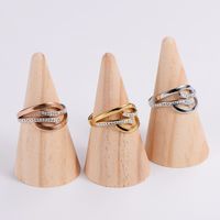 Fashion Solid Color Stainless Steel Plating Inlay Zircon Rings 1 Piece main image 1