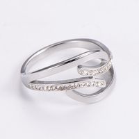 Fashion Solid Color Stainless Steel Plating Inlay Zircon Rings 1 Piece sku image 4
