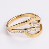 Fashion Solid Color Stainless Steel Plating Inlay Zircon Rings 1 Piece sku image 6