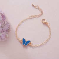 Sweet Butterfly Daisy Alloy Enamel Inlay Rhinestones Women's Bracelets 1 Piece sku image 3