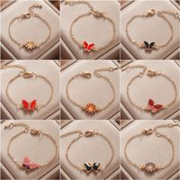 Sweet Butterfly Daisy Alloy Enamel Inlay Rhinestones Women's Bracelets 1 Piece main image 1