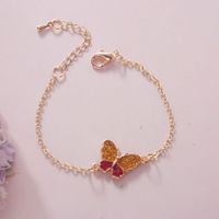 Sweet Butterfly Daisy Alloy Enamel Inlay Rhinestones Women's Bracelets 1 Piece sku image 23