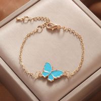 Sweet Butterfly Daisy Alloy Enamel Inlay Rhinestones Women's Bracelets 1 Piece sku image 31
