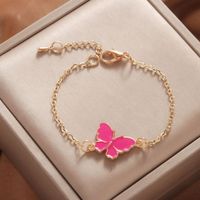 Sweet Butterfly Daisy Alloy Enamel Inlay Rhinestones Women's Bracelets 1 Piece sku image 35