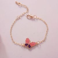 Sweet Butterfly Daisy Alloy Enamel Inlay Rhinestones Women's Bracelets 1 Piece sku image 22