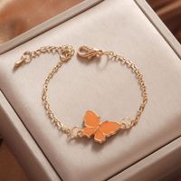 Sweet Butterfly Daisy Alloy Enamel Inlay Rhinestones Women's Bracelets 1 Piece sku image 33