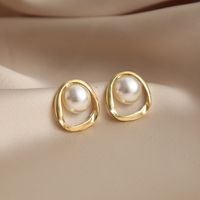 1 Pair Fashion Round Inlay Alloy Artificial Pearls Artificial Diamond Ear Studs sku image 1