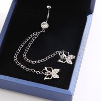 Fashion Butterfly Alloy Inlay Artificial Crystal Belly Ring main image 2