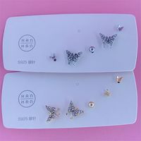 Mode Papillon Alliage Incruster Diamant Artificiel Femmes Boucles D'oreilles 5 Pièces main image 4