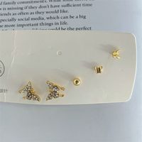 Moda Mariposa Aleación Embutido Diamante Artificial Mujeres Pendientes 5 Piezas sku image 1
