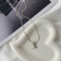 Simple Style Letter Titanium Steel Pendant Necklace 1 Piece sku image 25