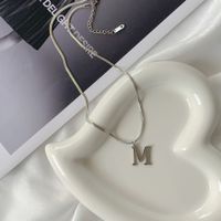 Simple Style Letter Titanium Steel Pendant Necklace 1 Piece sku image 15