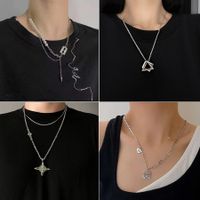 Fashion Heart Shape Butterfly Alloy Pearl Plating Women's Layered Necklaces Pendant Necklace 1 Piece main image 3